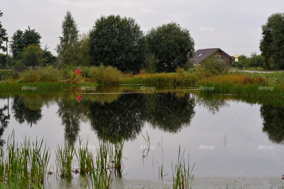 countryside nature landscape lake and fisherman