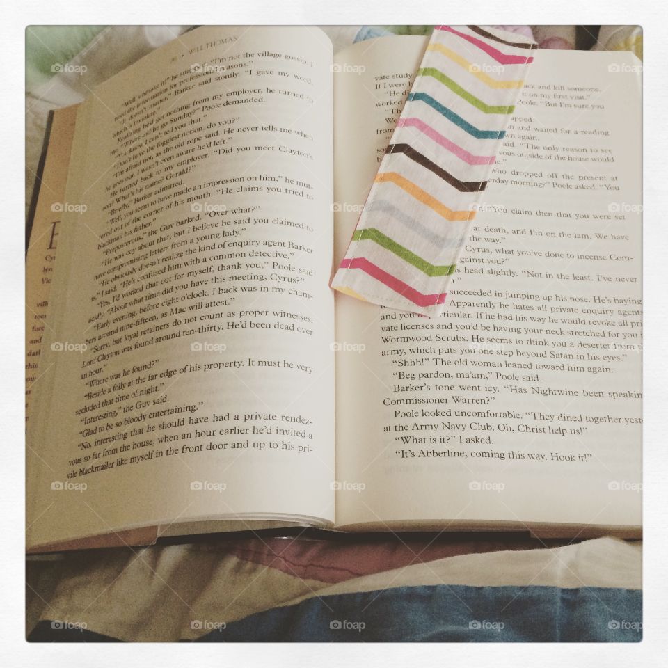 Book. Reading a book with bookmark 