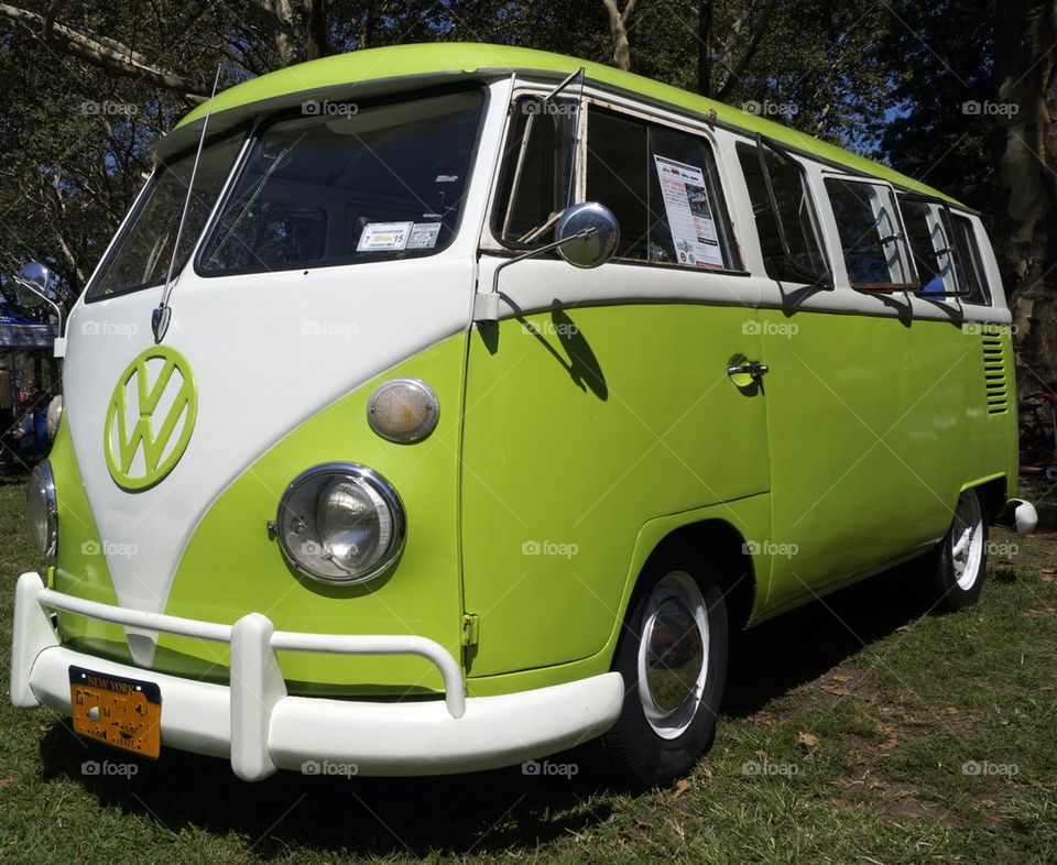 Green 1970s Volkswagen bus
