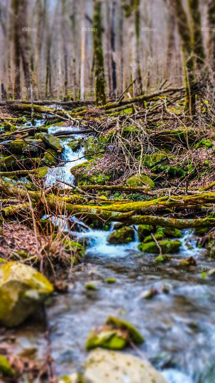 The river flows down the mountains