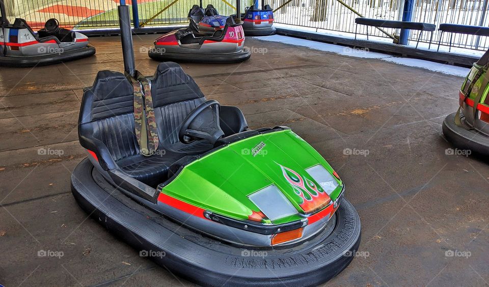 children's circuit with cars in the amusement park in the city of Kiev