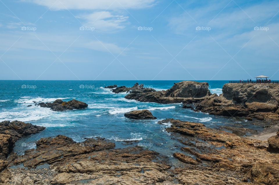 Rocky seashore and ocean