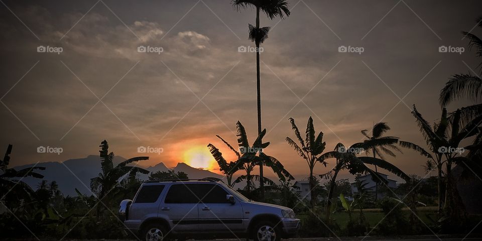 Sunset with Car
