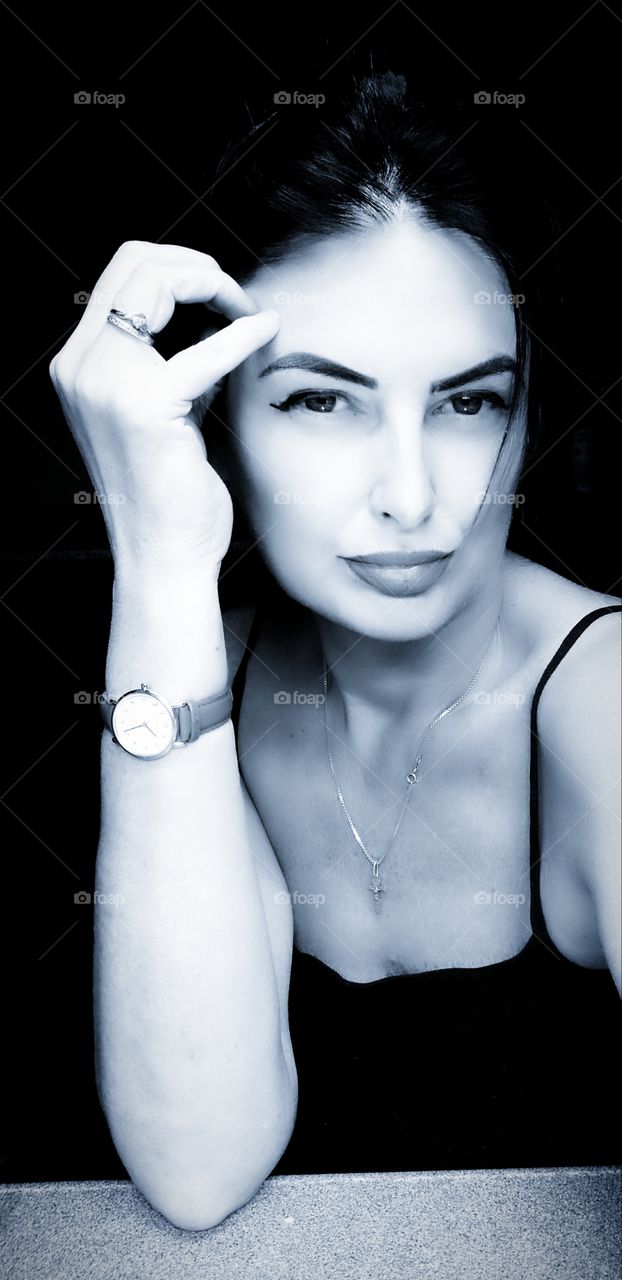 Selfie.  Black and white