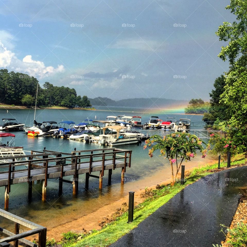 Boat dock at lake Keowee, SC after I heavy rainstorm 