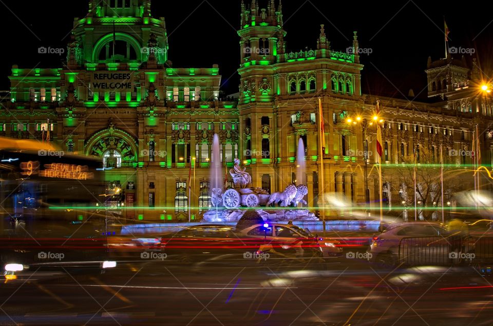 Cibeles square at night