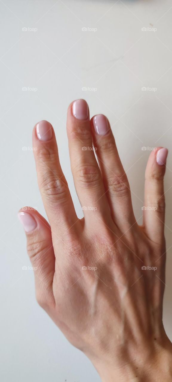 manicure on woman hand