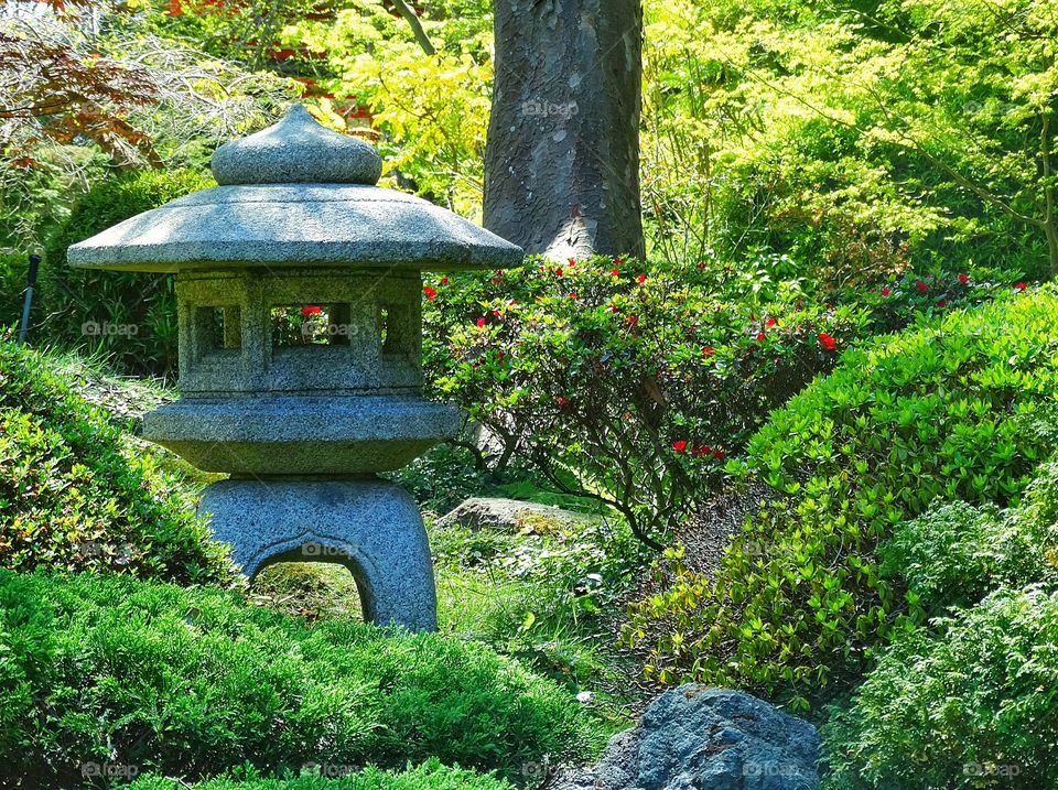 Japanese Shinto Shrine. Tranquil Shrine In A Japanese Tea Garden
