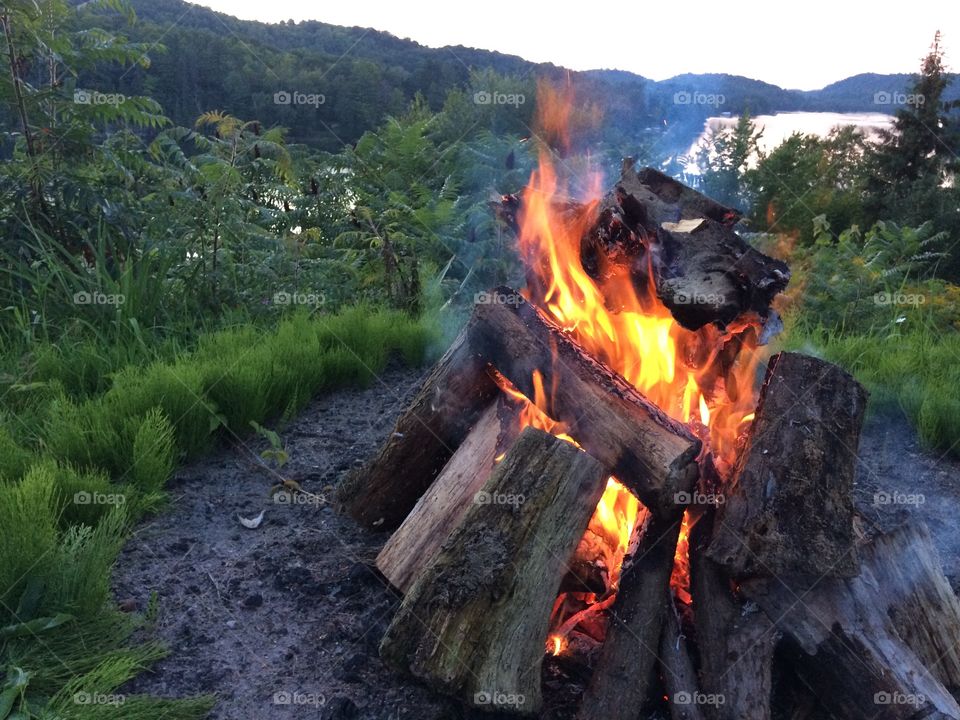 Campfire on mountain top