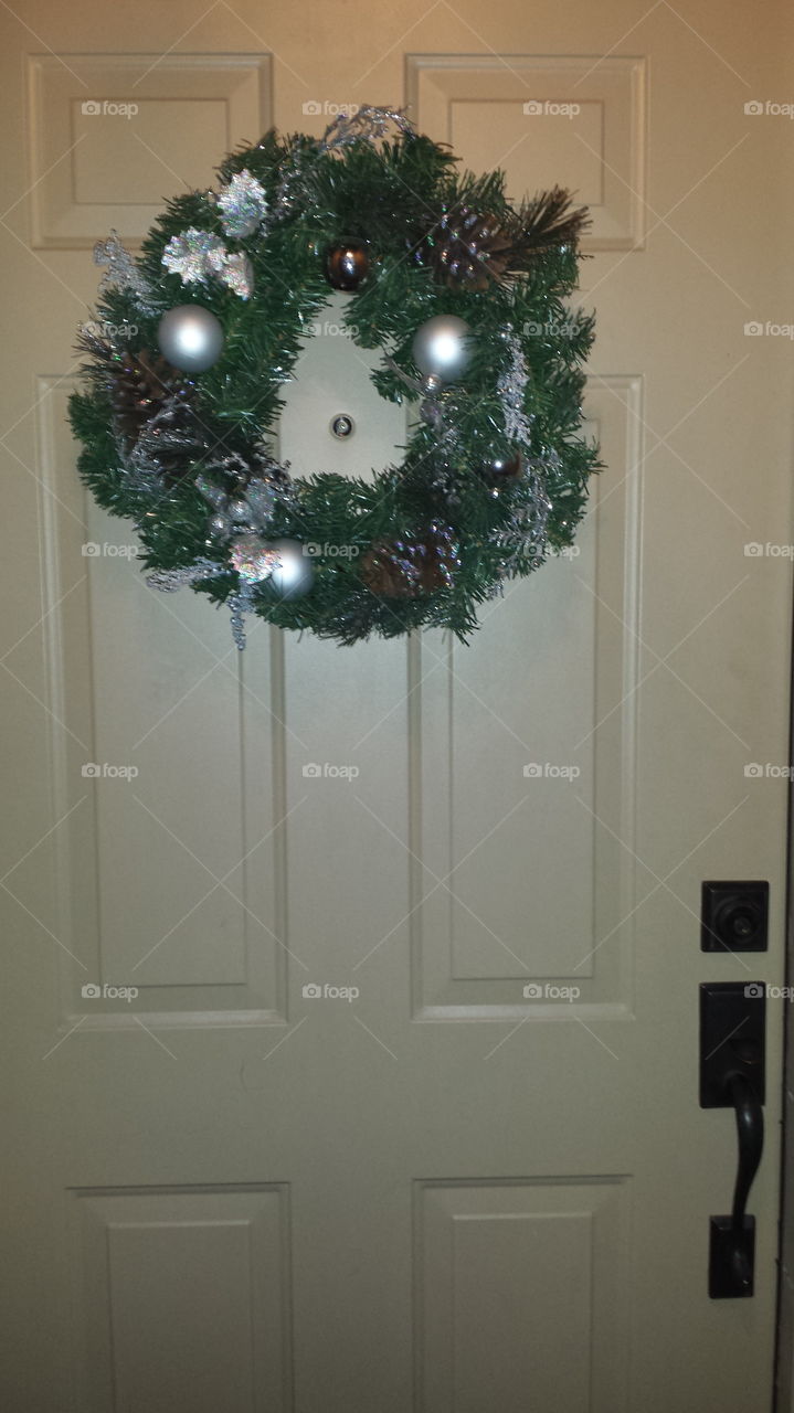 Christmas wreath on door