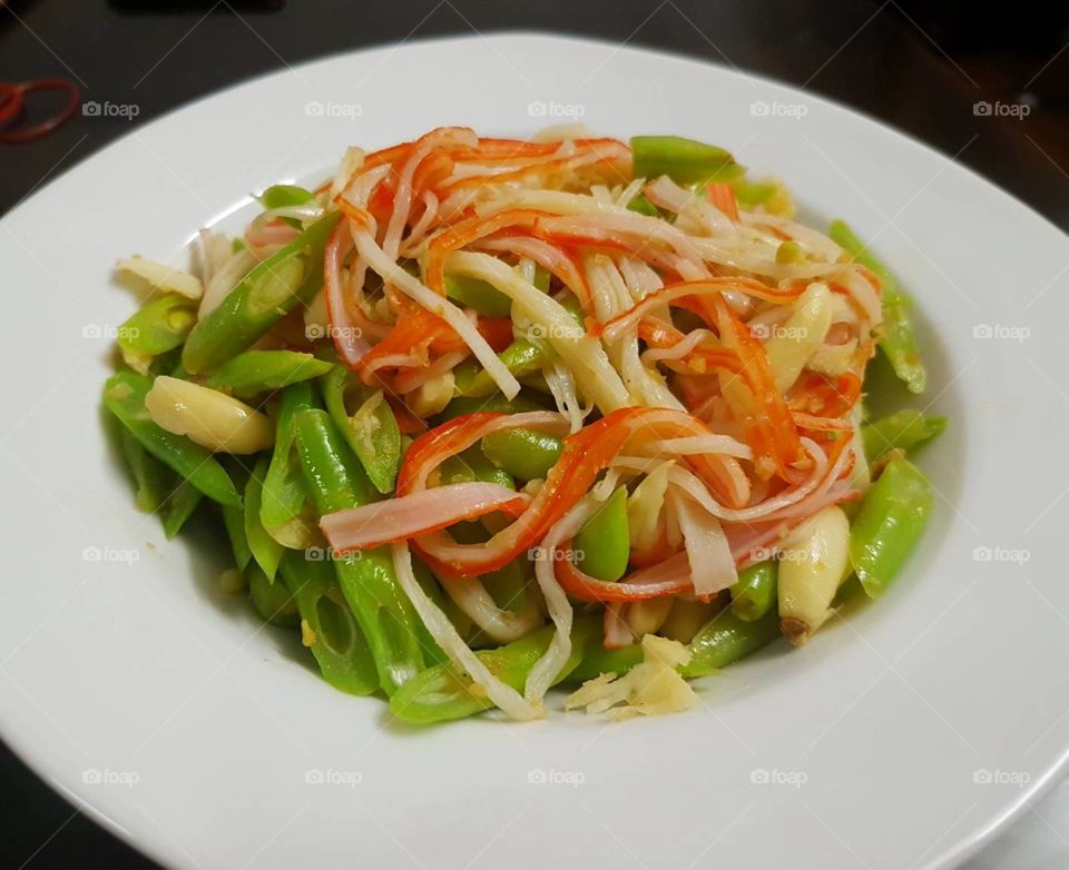 Stir Fried Beans with Crab
