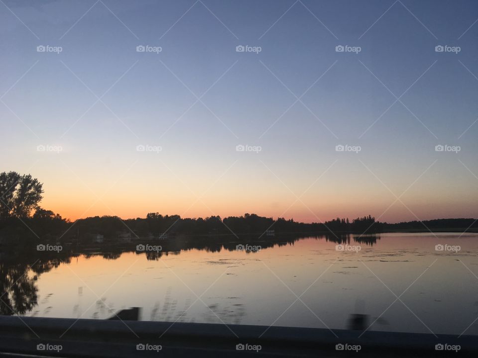Dawn, Sunset, Lake, Water, Fog