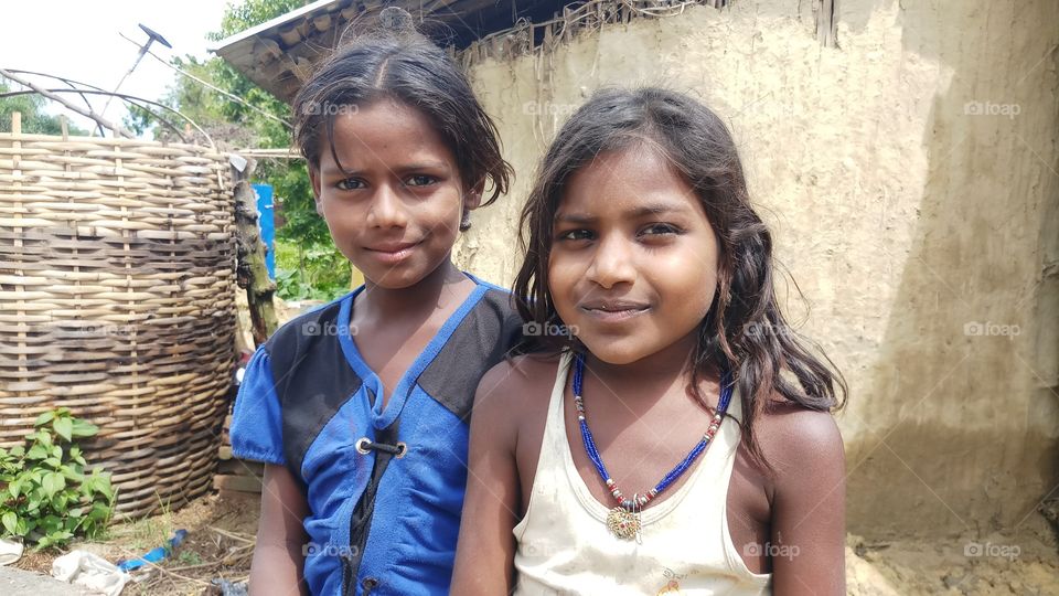 Two cute girl of village