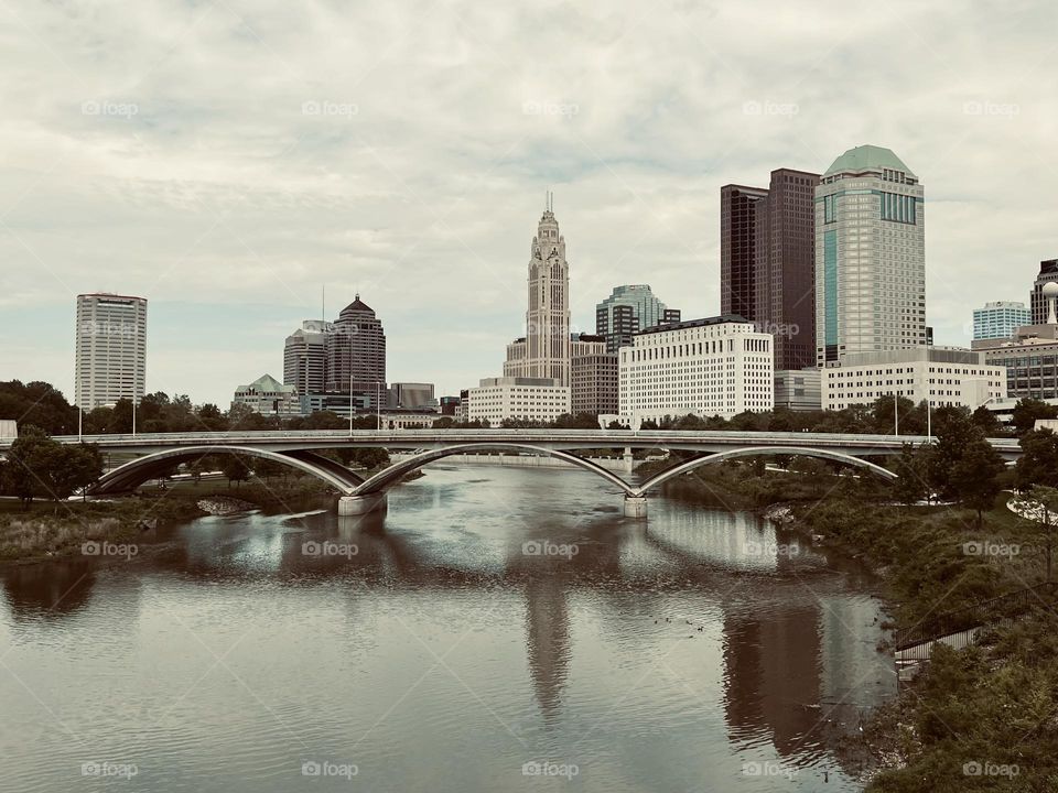 A view from a bridge over Scioto River in Columbus Ohio