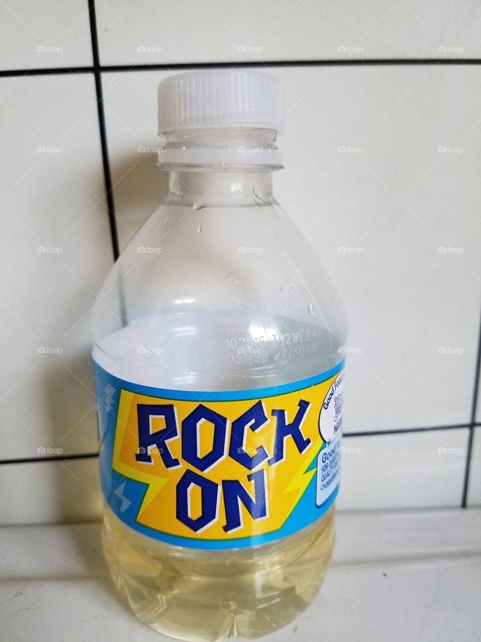 rock on water bottle