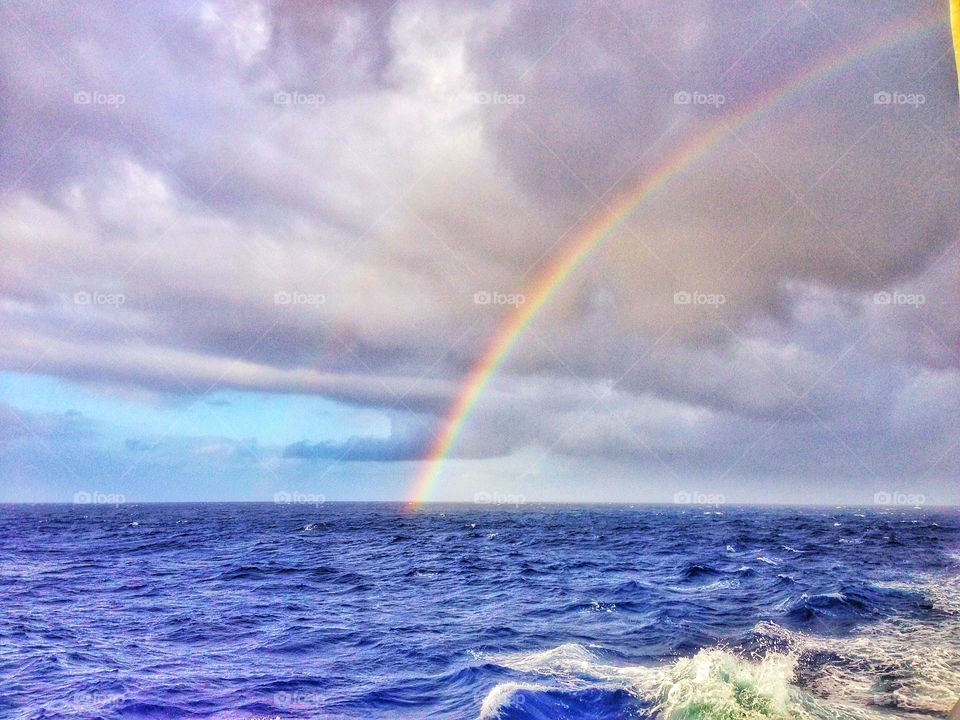 Rainbow, Water, Storm, Ocean, Landscape