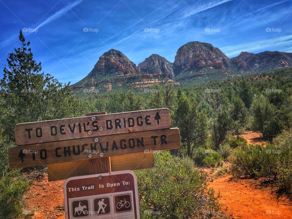 Direction sign to devils bridge, arizona