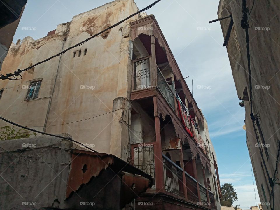 Old balconies in the medina of the city of Sefrou