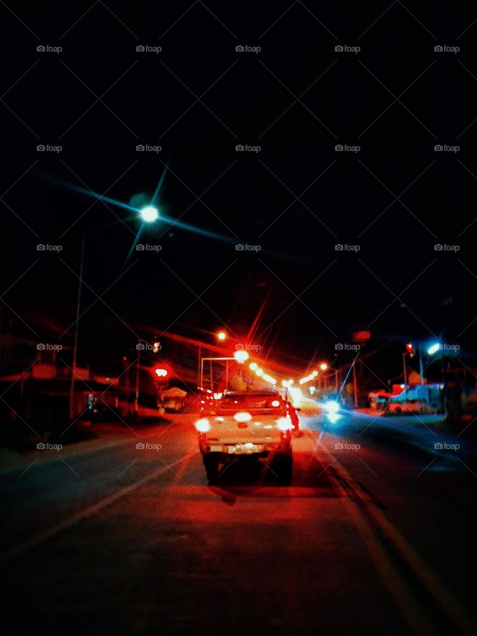 Countryside at night in Thailand.