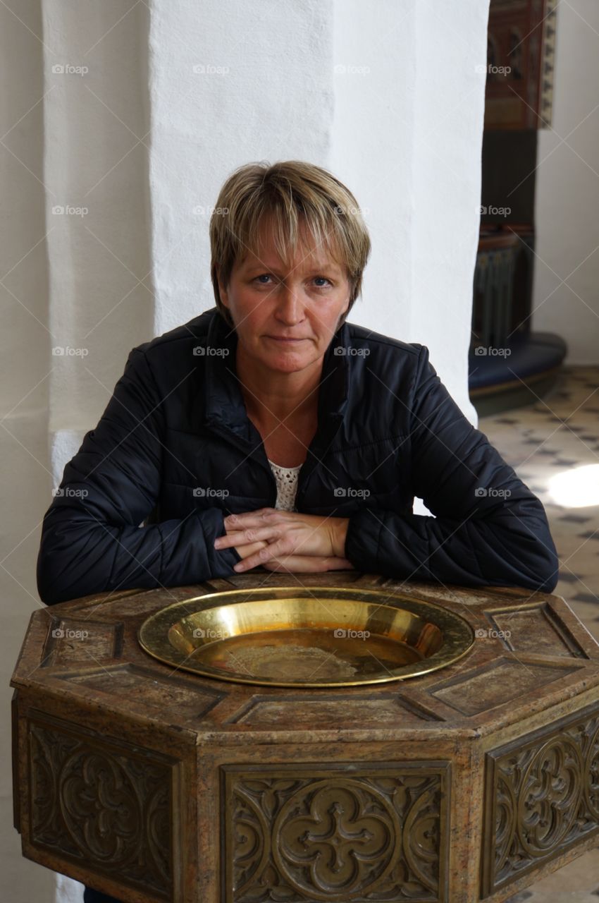 Woman in church 