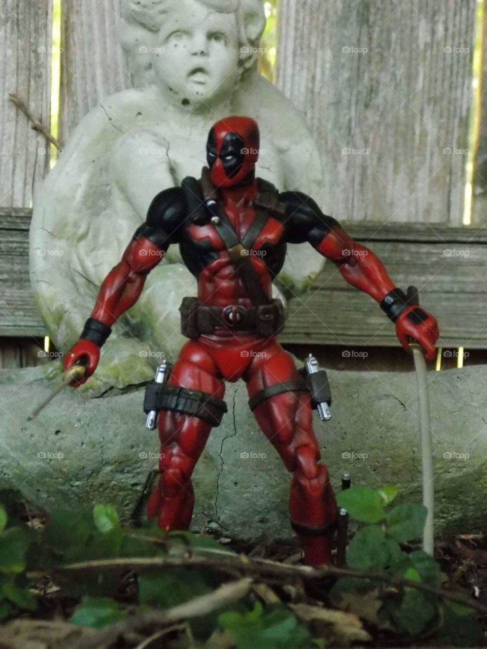 Deadpool, at the Statue of the Cherub.