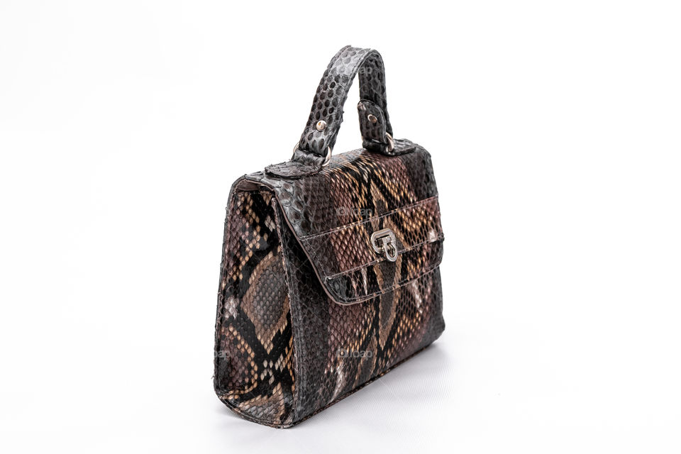 Bag made of python skin.  Handwork.