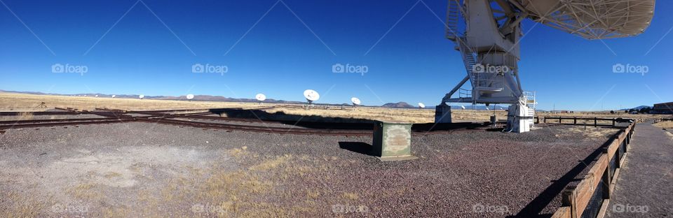 Panorama of the Very Large Array (VLA) telescopes in New Mexico.