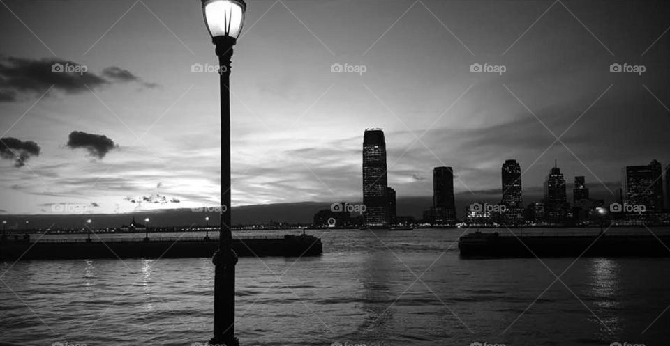 the skyline at ground zero. a light for those fallen. 