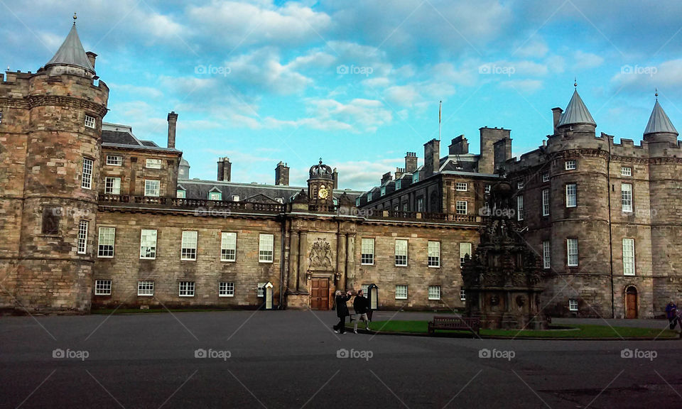 Evening at Holyrood Palace. The Scottish residence of the royal family.