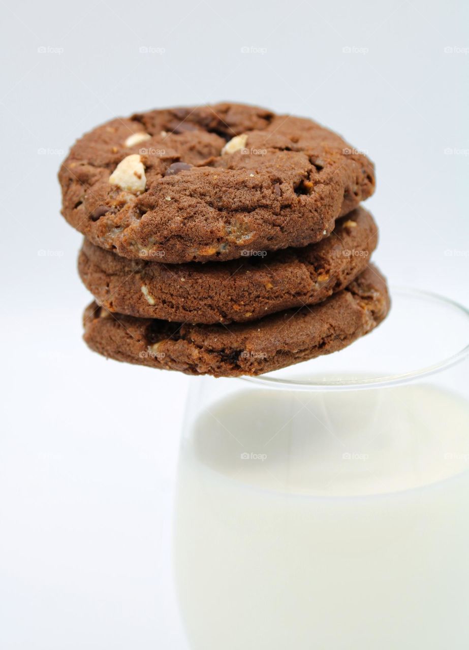 three cookies and milk