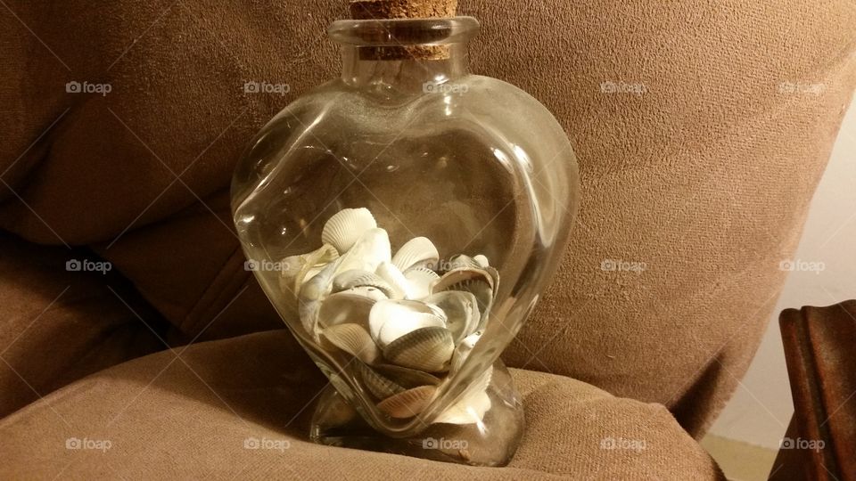 heart jar of shells