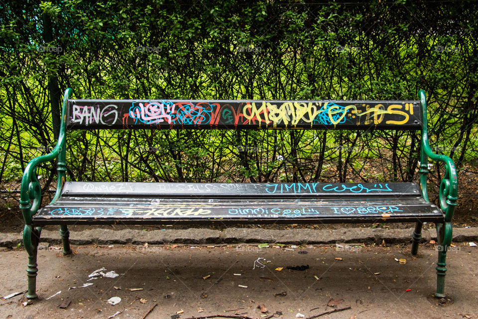 Graffiti on a bench