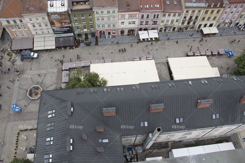 The city of Lviv in Ukraine from a bird's eye view.