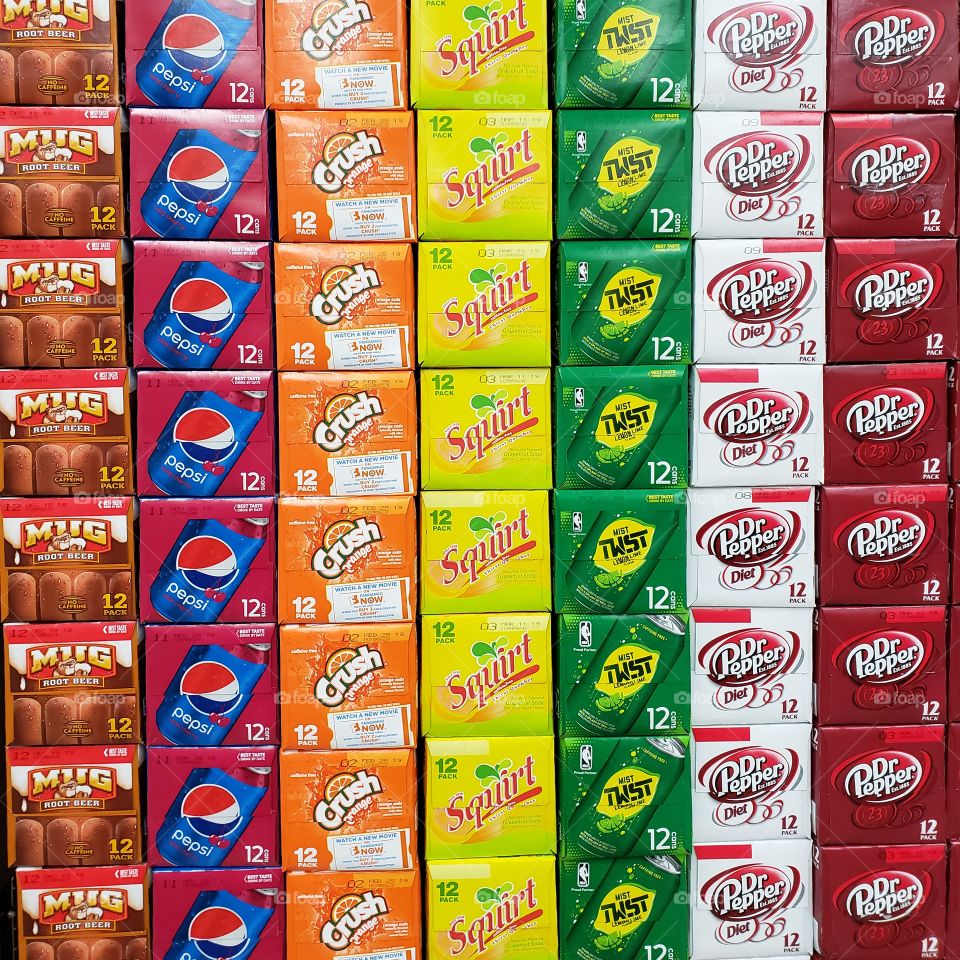 Stacks of Pepsi products on display