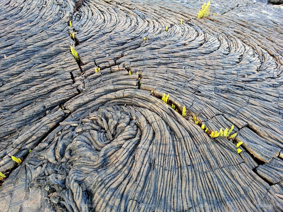 Cooled lava ripples