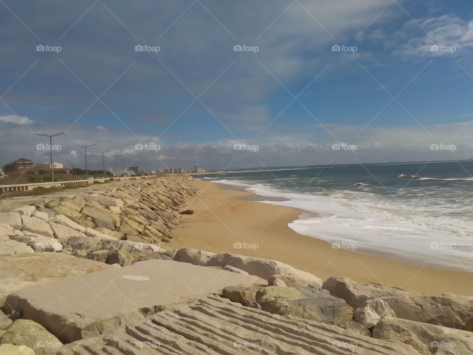 Beach at Figueira da Foz in a hot summer day.