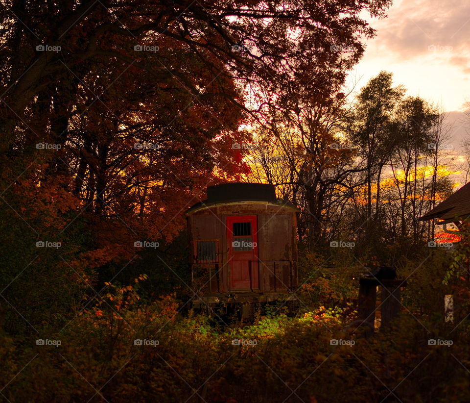 Train at dusk