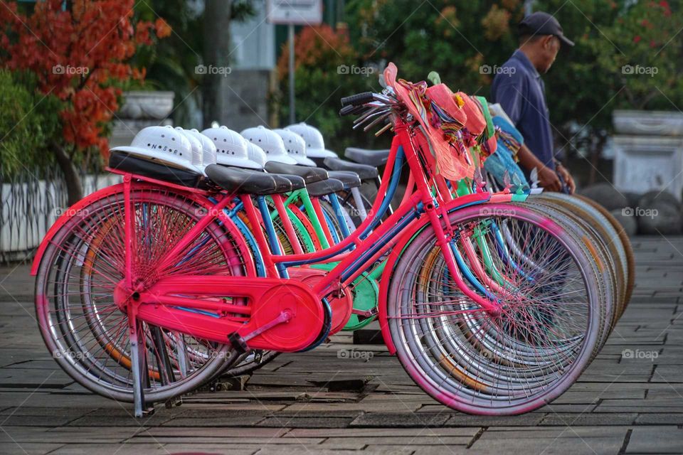 Colorful bicycles found in the old city area of Jakarta, Indonesia