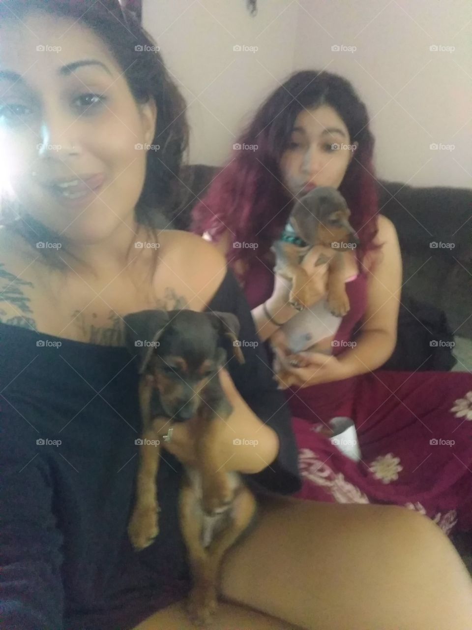 sisters and our puppies