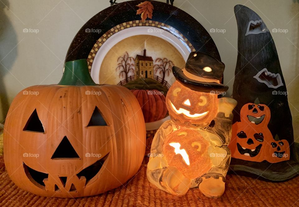 Halloween still life on display 