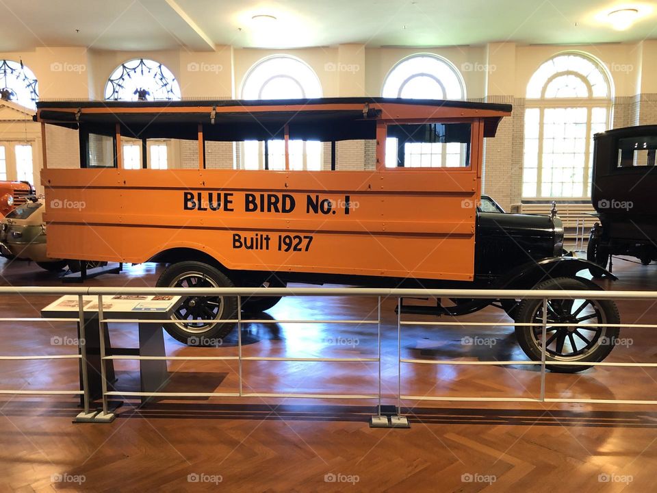 the Henry Ford - 1927 Blue Bird School Bus Side View