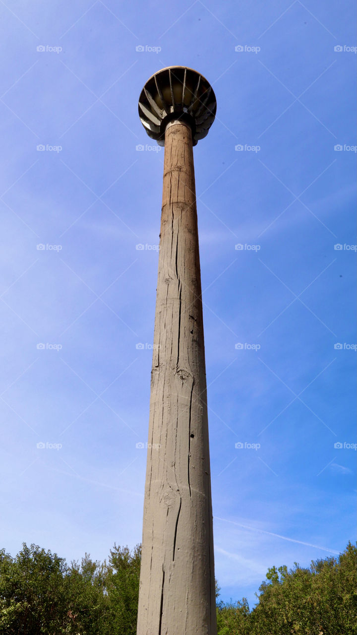 Light post on a trail near the creek. Santa Ana, California. 