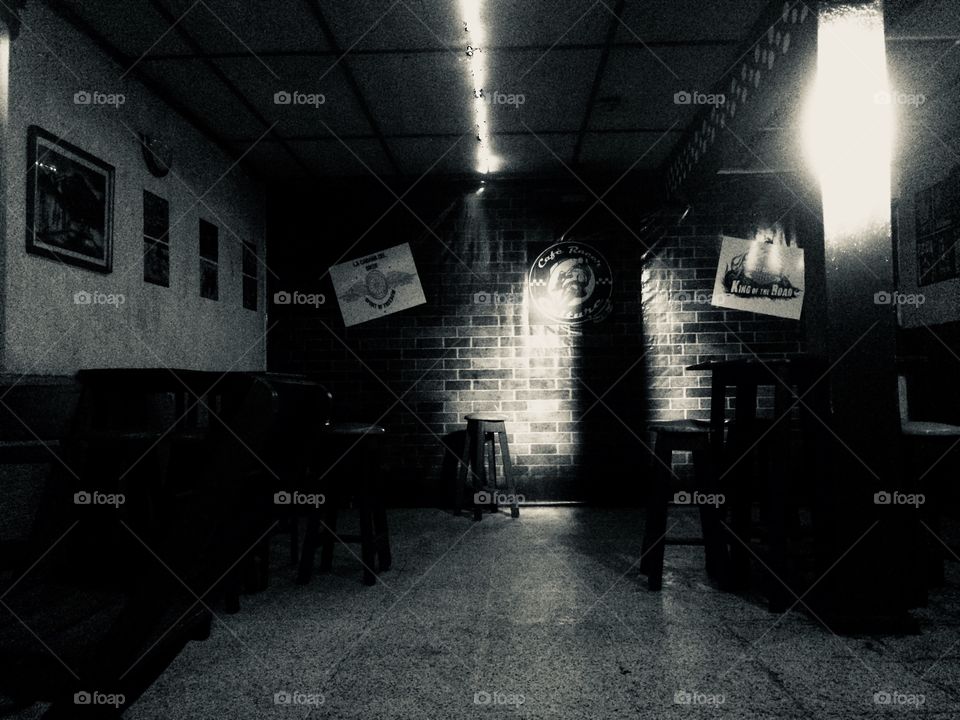 Empty bar in some forgotten city