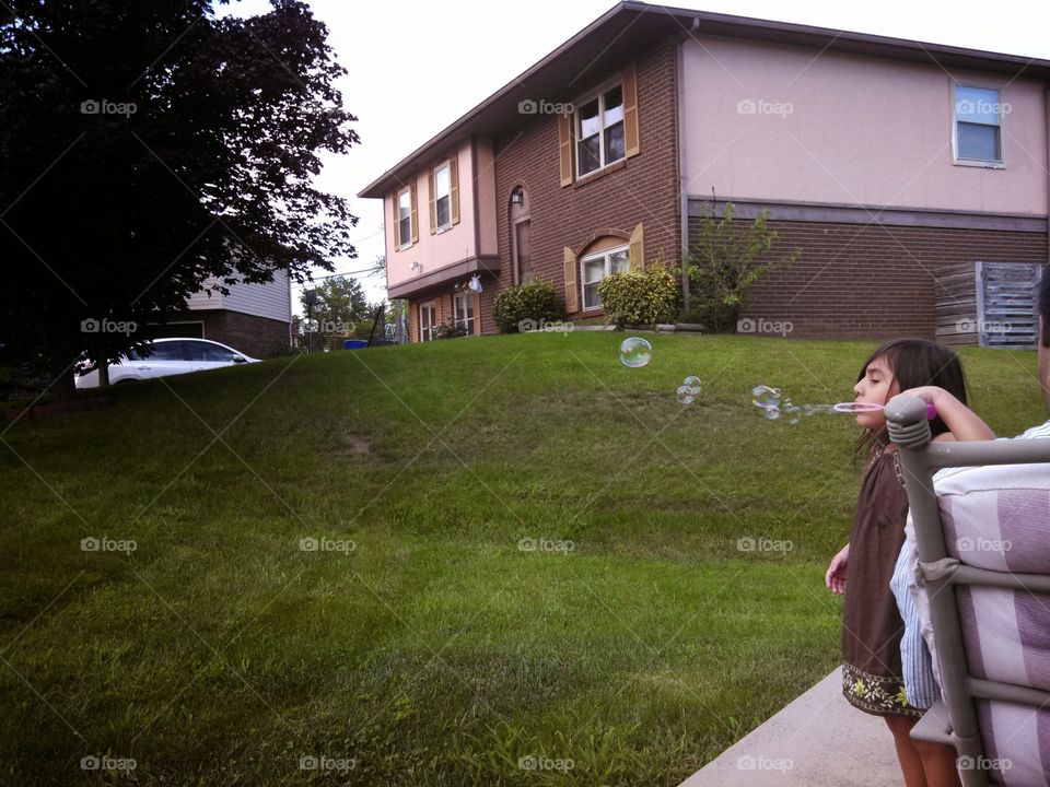 blowing bubbles
