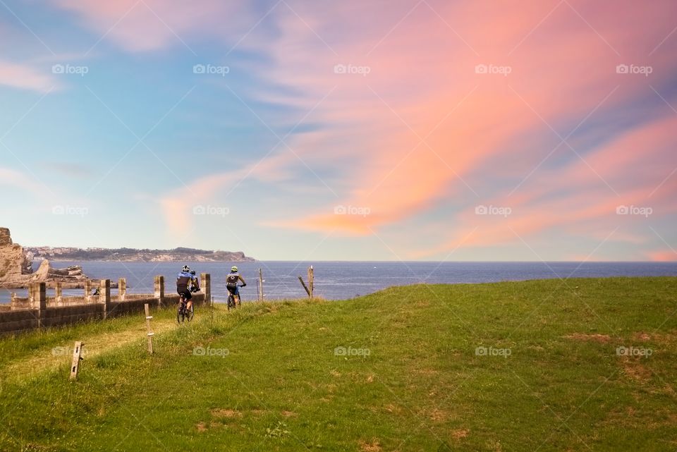 Cycling through the countryside by the sea