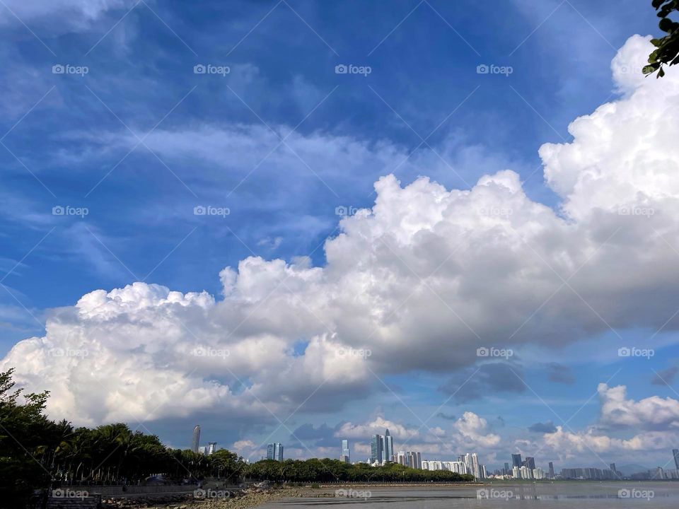 blue sky and white clouds