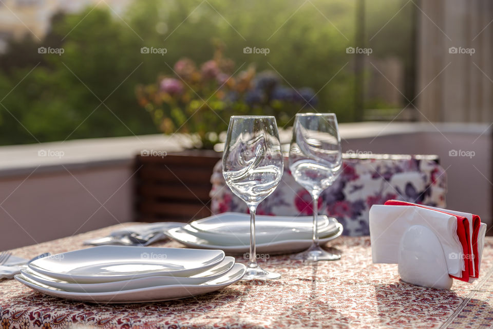 Dinner table on outside.