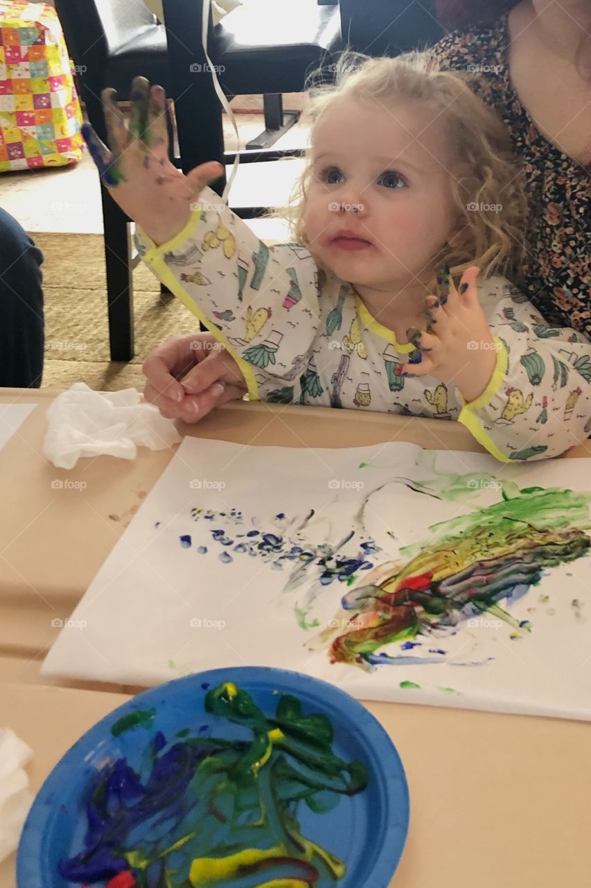 Finger painting with Luna