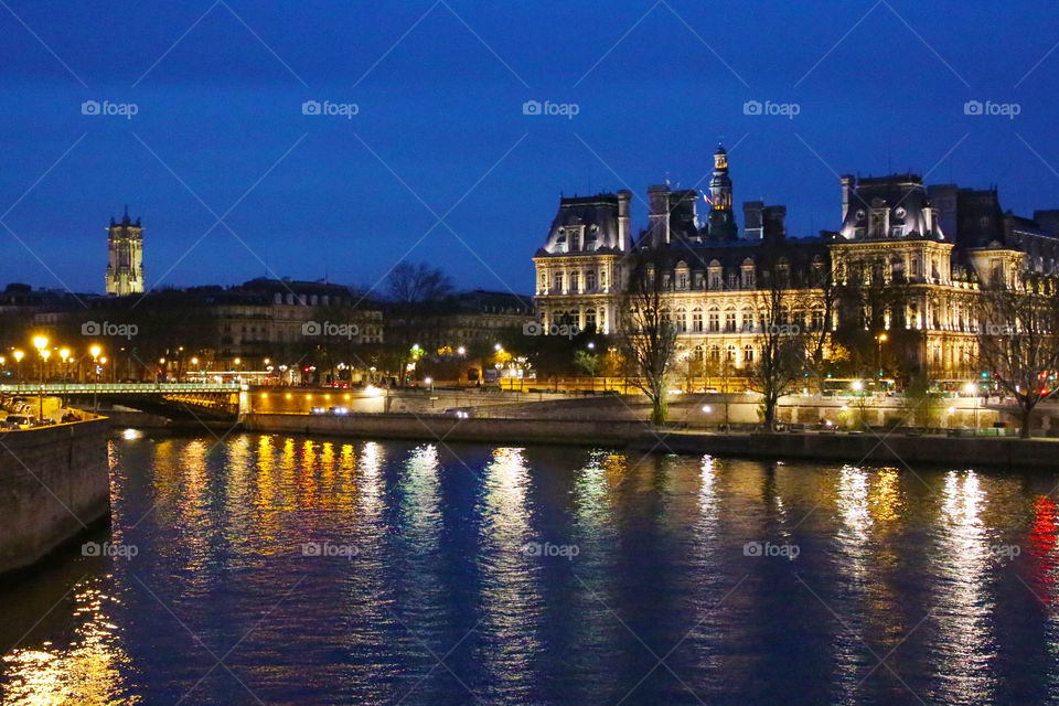 Paris cityscape at night