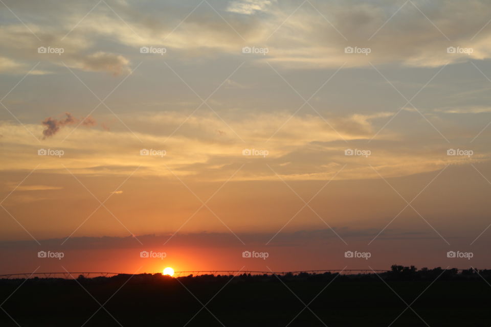 Amazing sunset in the Midwest countryside 